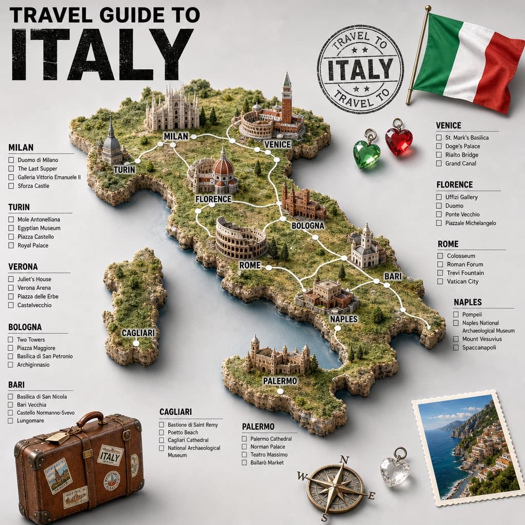 3D map travel guide poster
