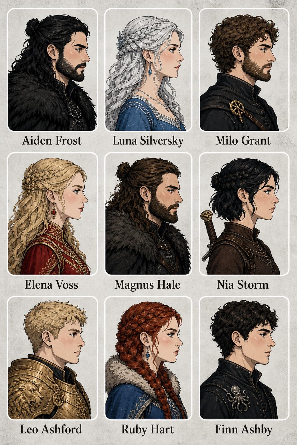 Cuadrícula de retratos de fantasía