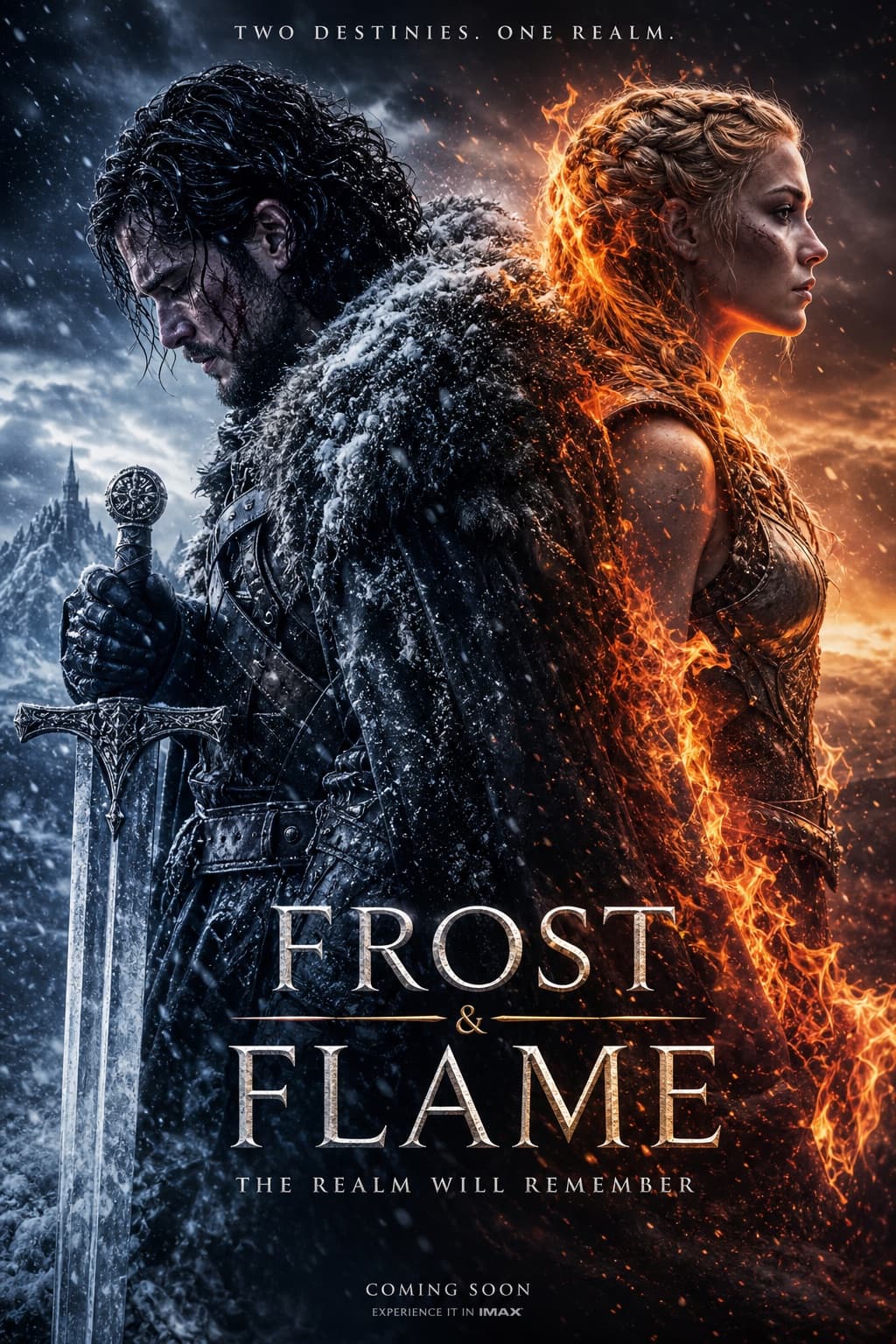 Cartel de guerreros de fuego y hielo