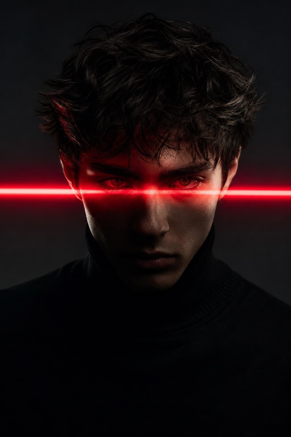 Retrato cinematográfico con luz neón