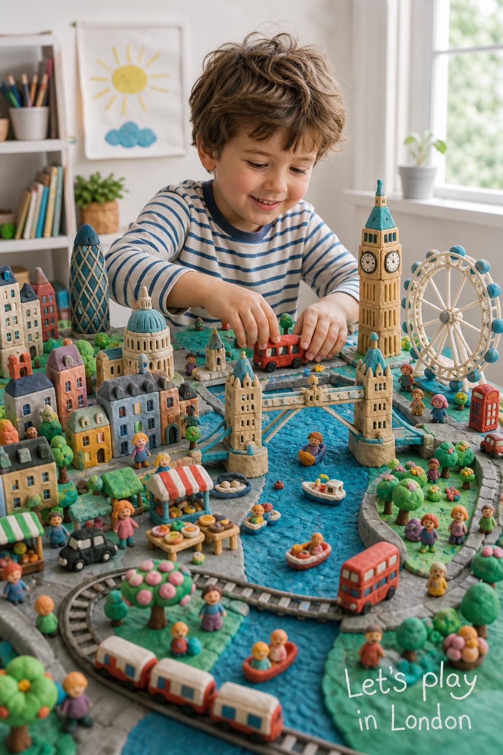 Ilustración infantil ciudad de plastilina