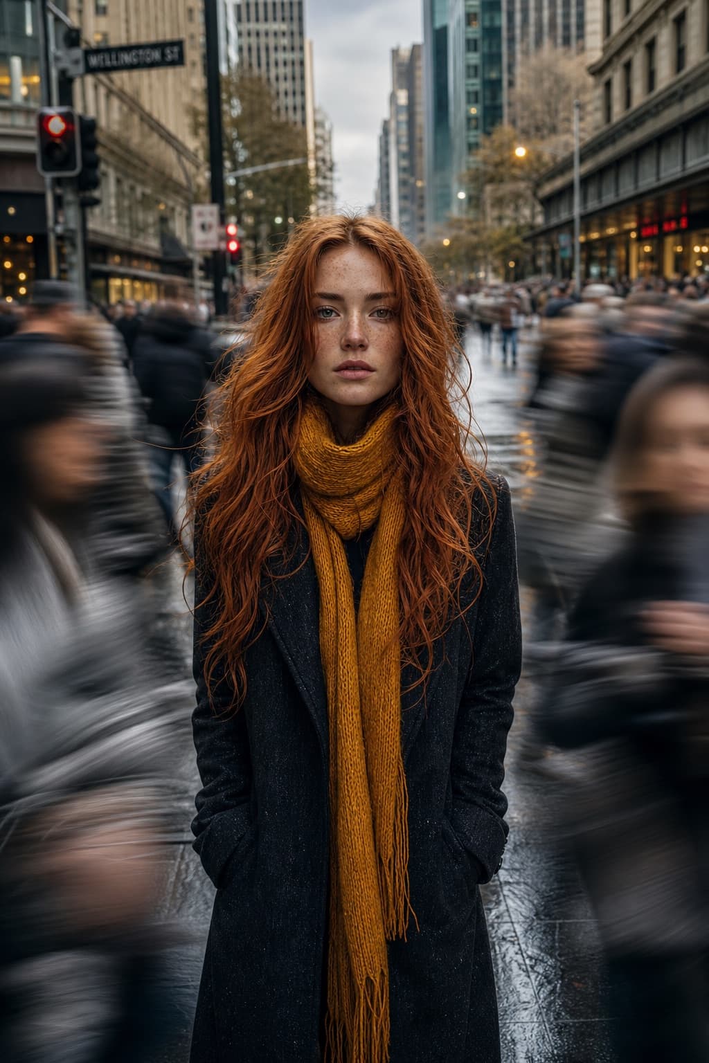 Still in the Storm: Cinematic Street Portrait