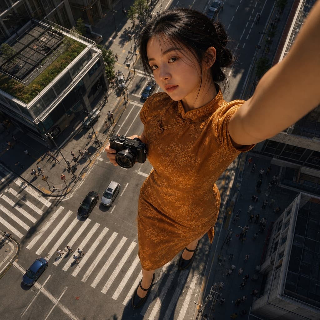 Selfie gigante en la ciudad