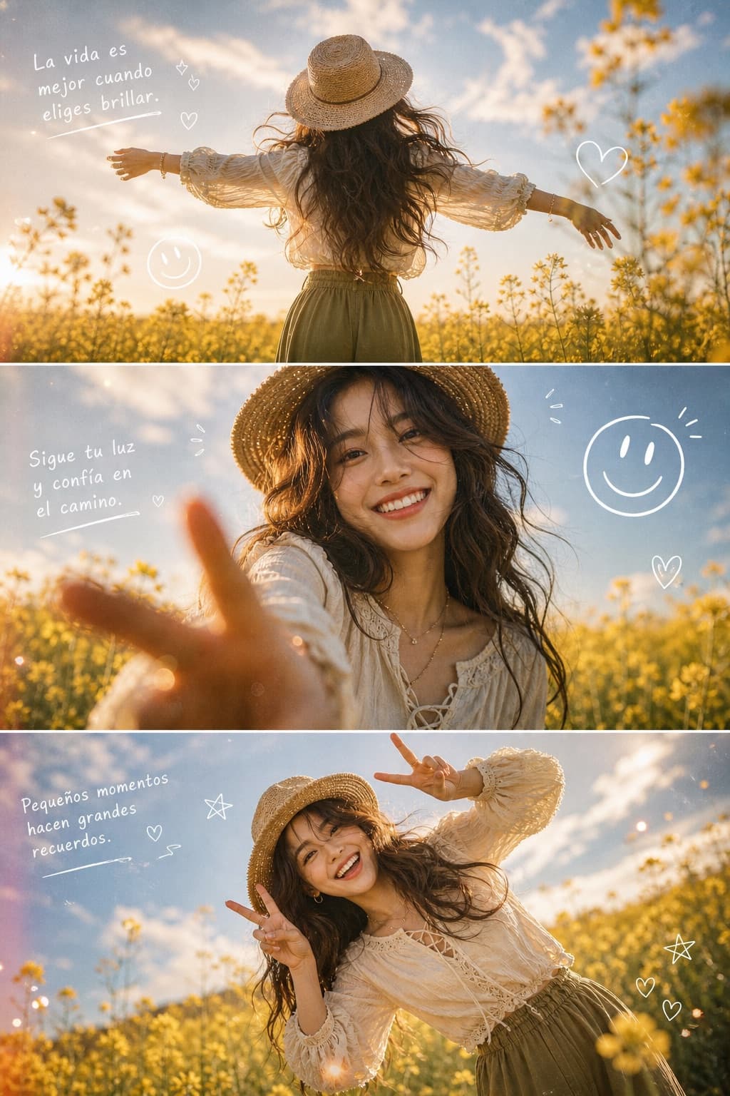 Collage fotográfico en campo dorado