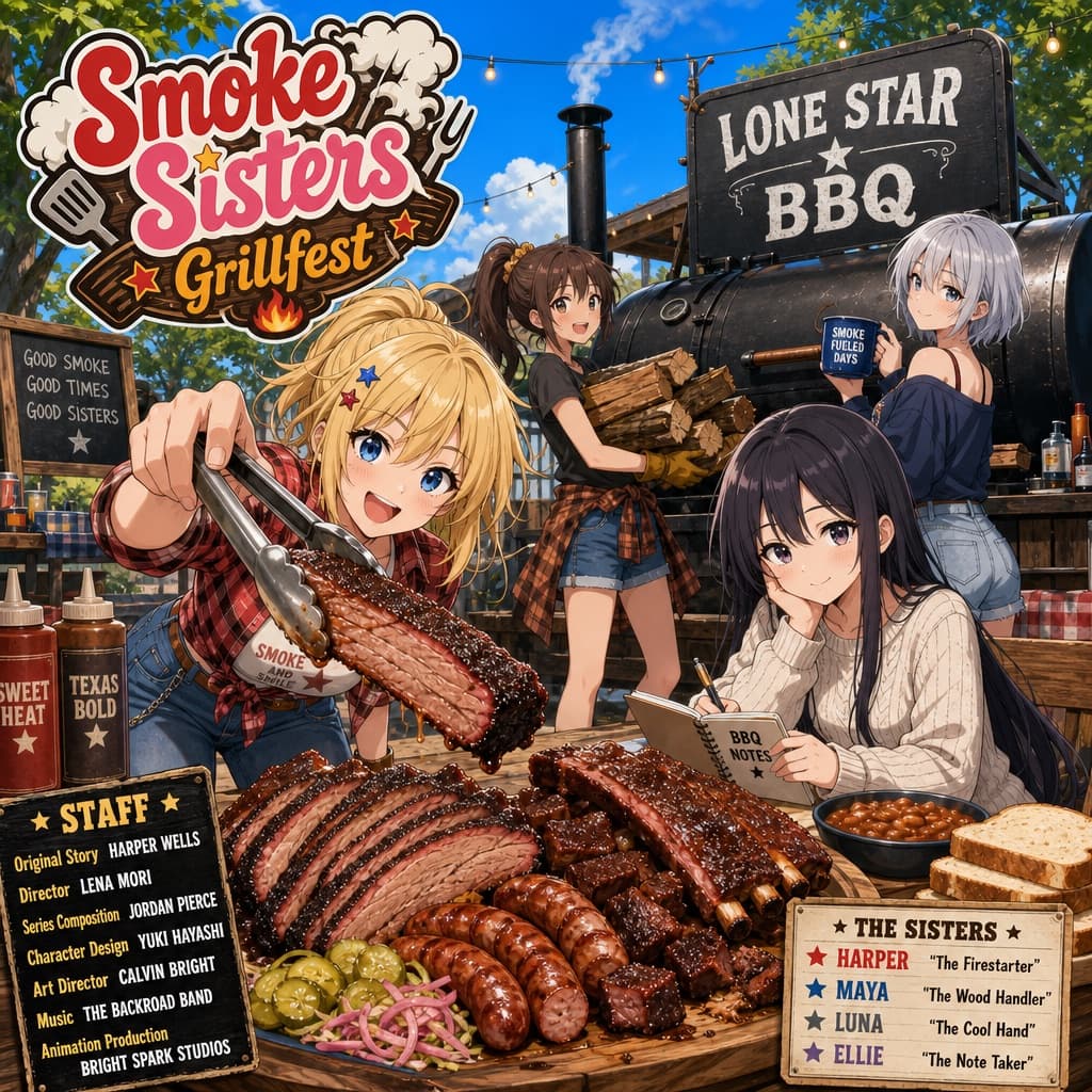 Cartel anime de barbacoa