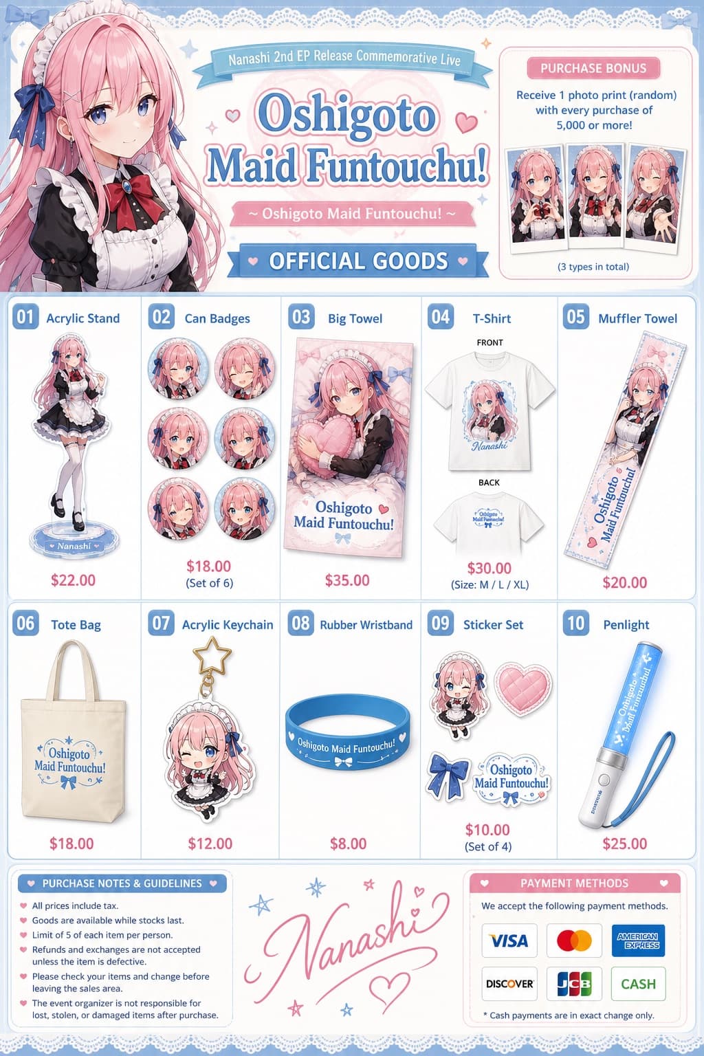 Folleto de mercancía de ídolo anime
