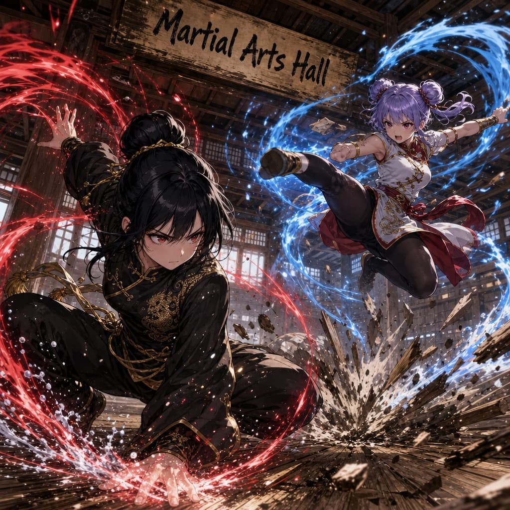 Duelo de artes marciales anime
