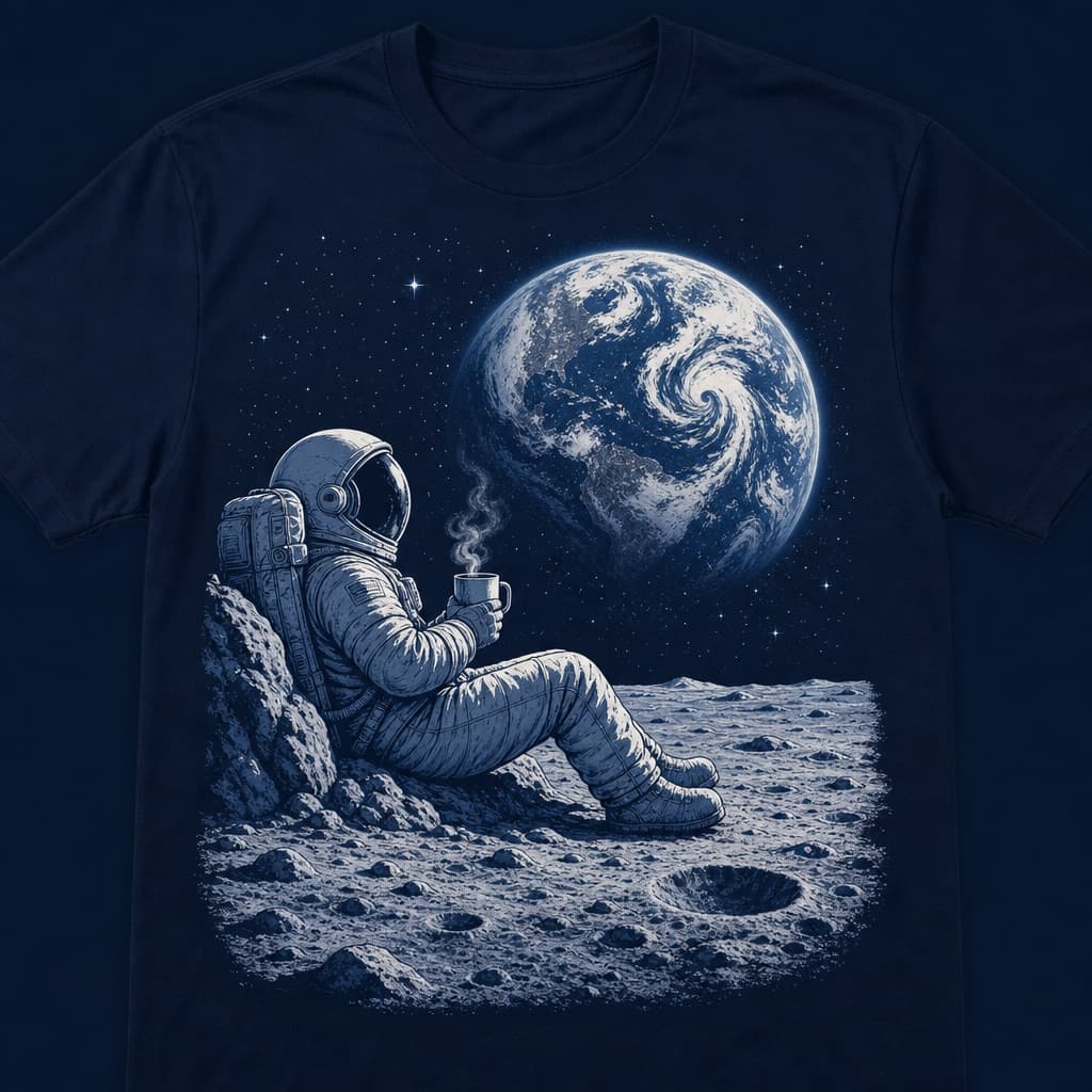 Diseño de camiseta de astronauta lunar