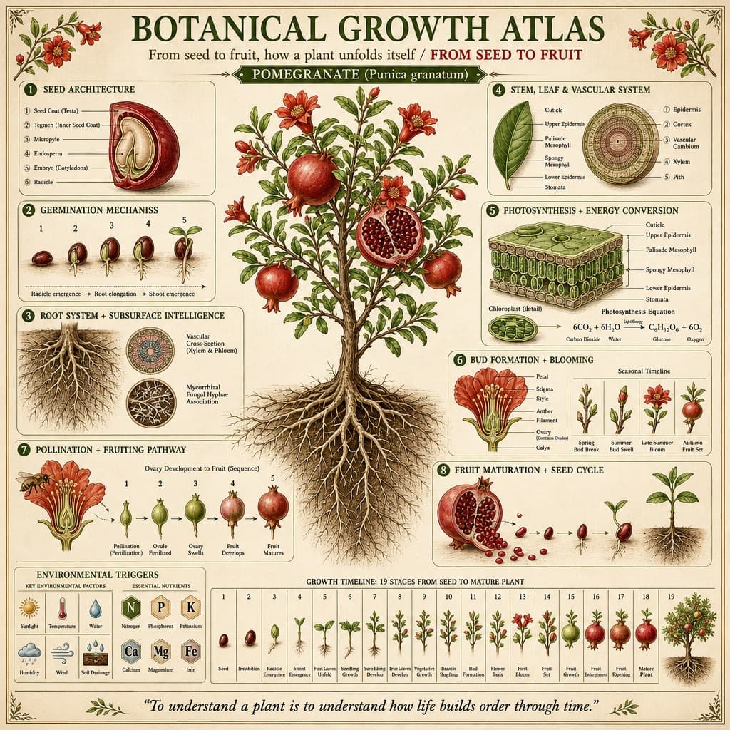 Cartel atlas de crecimiento botánico