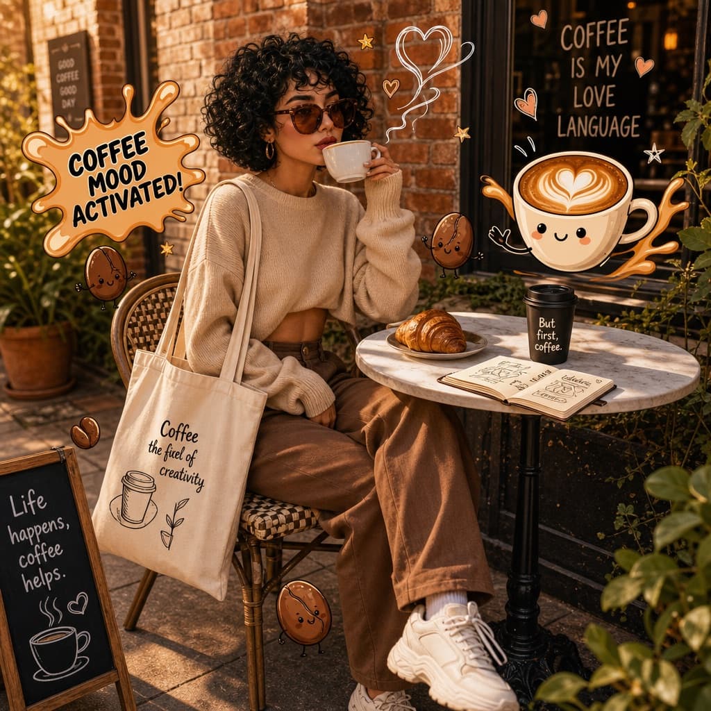 Retrato de café con garabatos