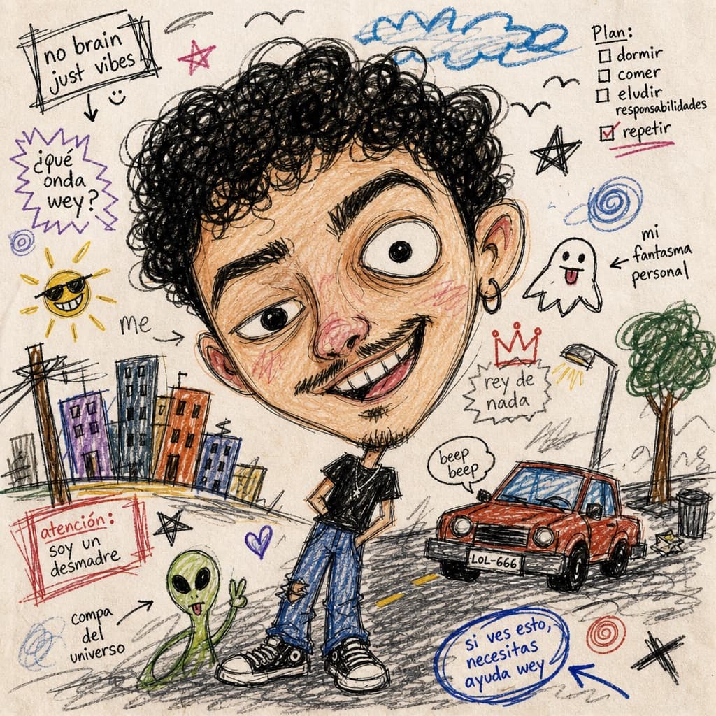 Retrato transformado en garabato caótico