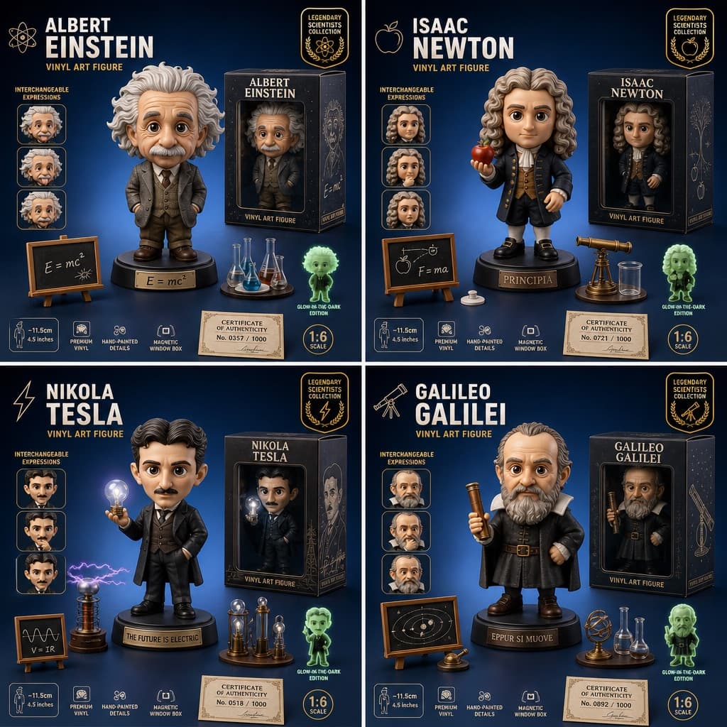 Revelación de figura coleccionable científica
