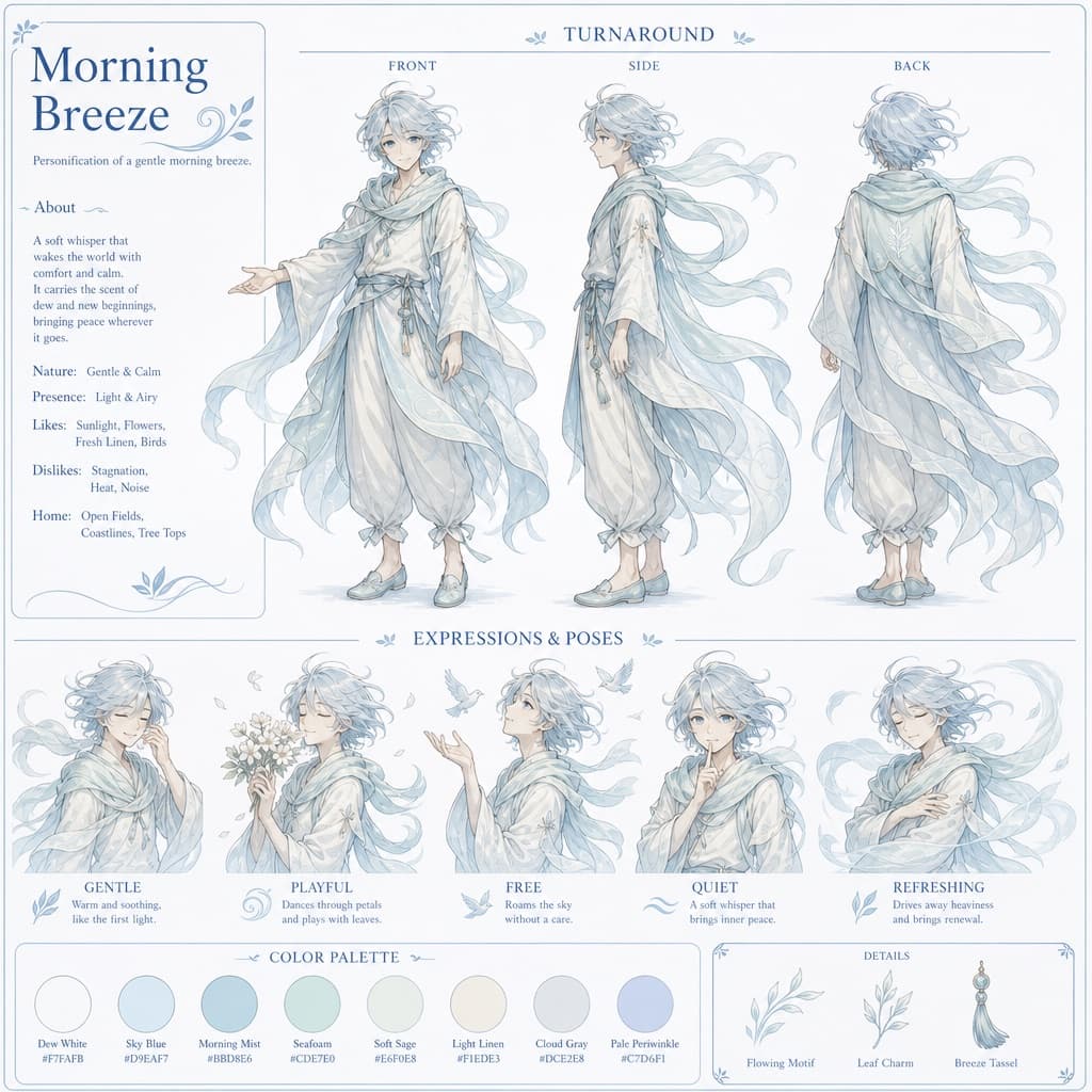 Ficha de diseño de personaje conceptual