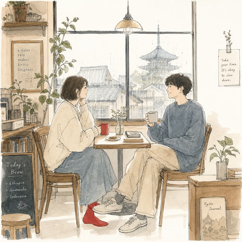 Ilustración cotidiana de estilo japonés