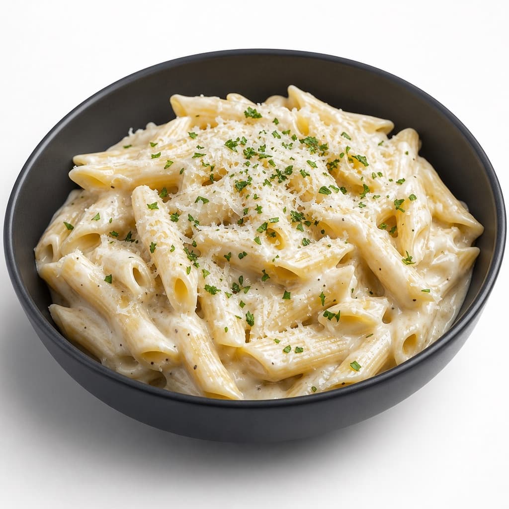 Bol de pasta cremosa, foto de estudio
