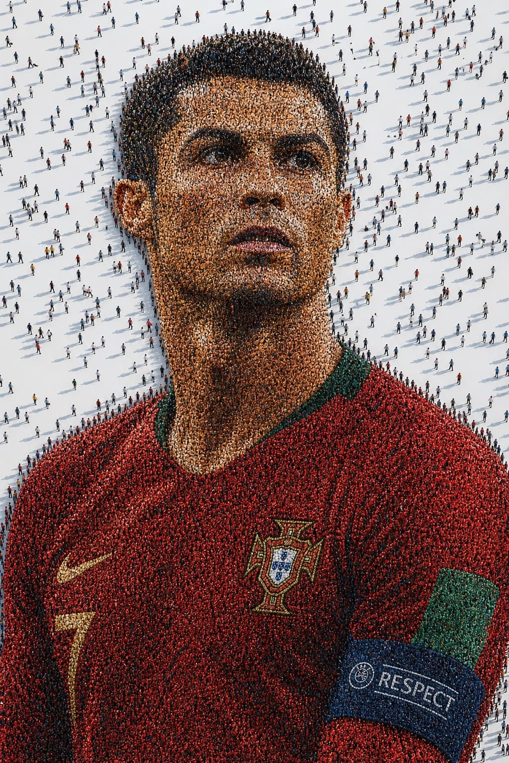 Retrato de atleta en mosaico humano