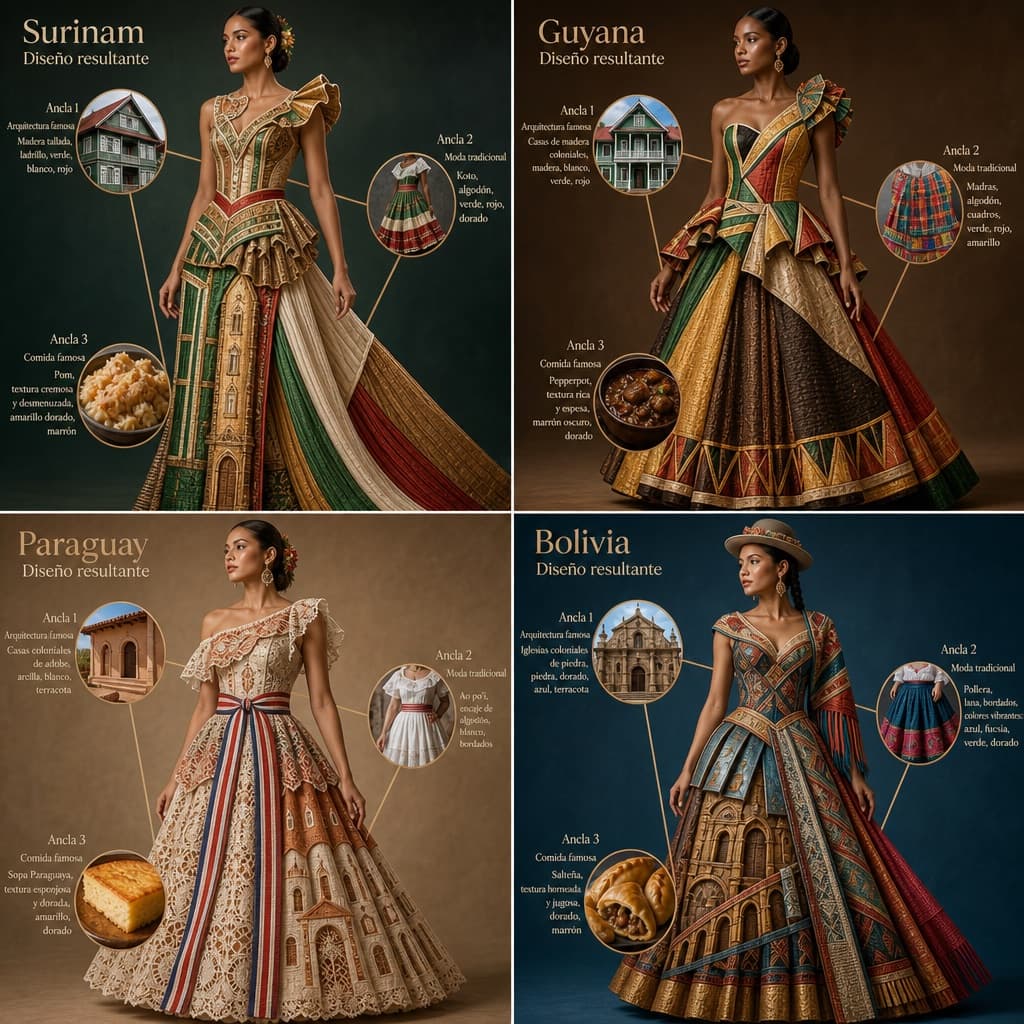 Cuadrícula de moda con anclas culturales