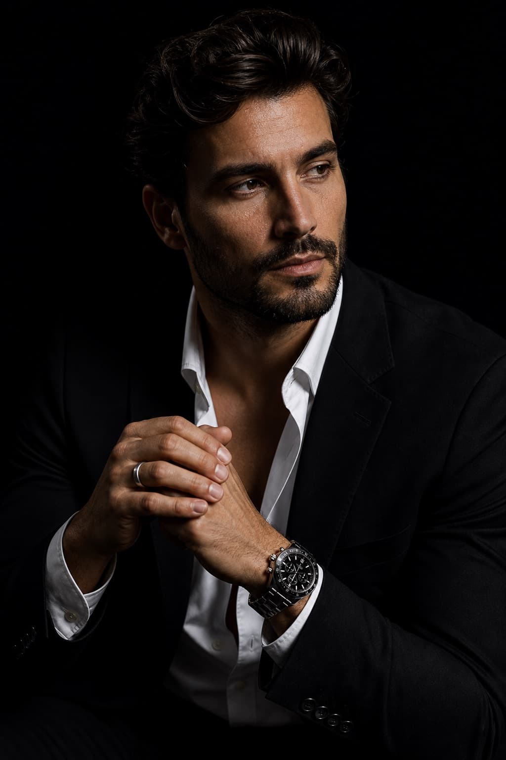 Retrato dramático en claroscuro