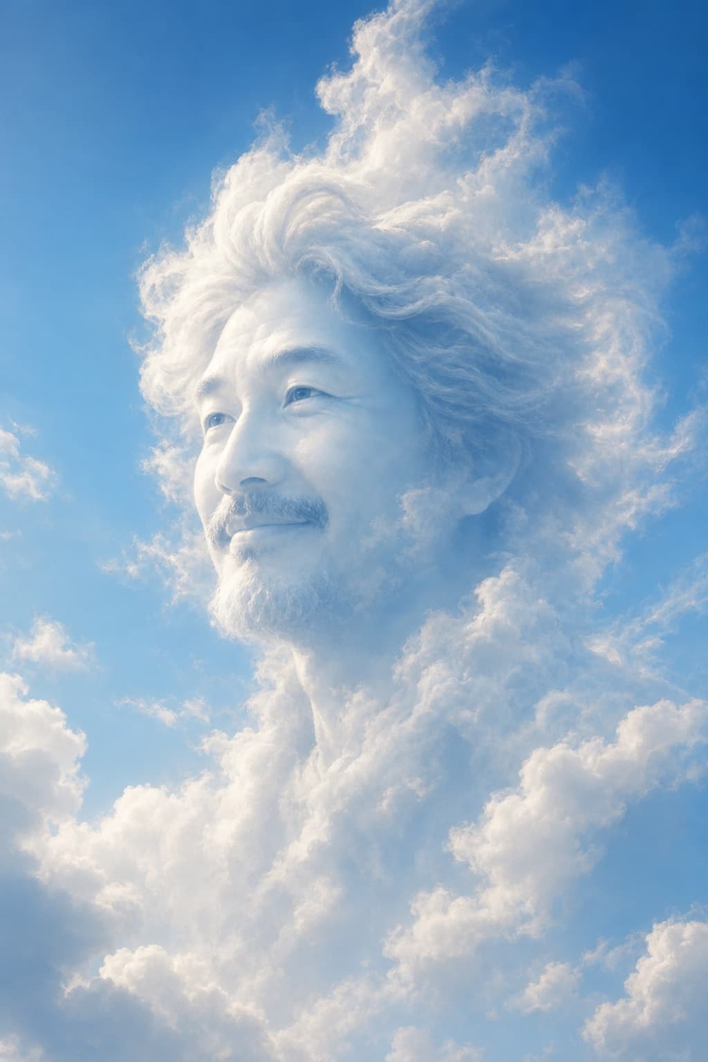 Retrato onírico de rostro en nubes