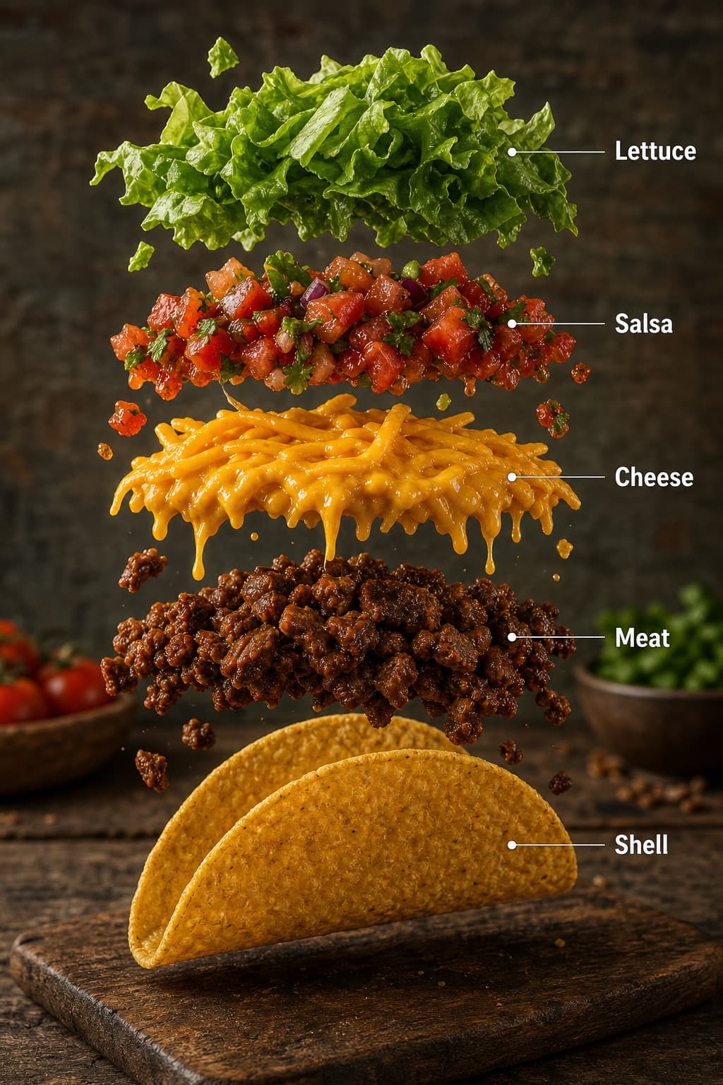 Infografía de taco explosionado