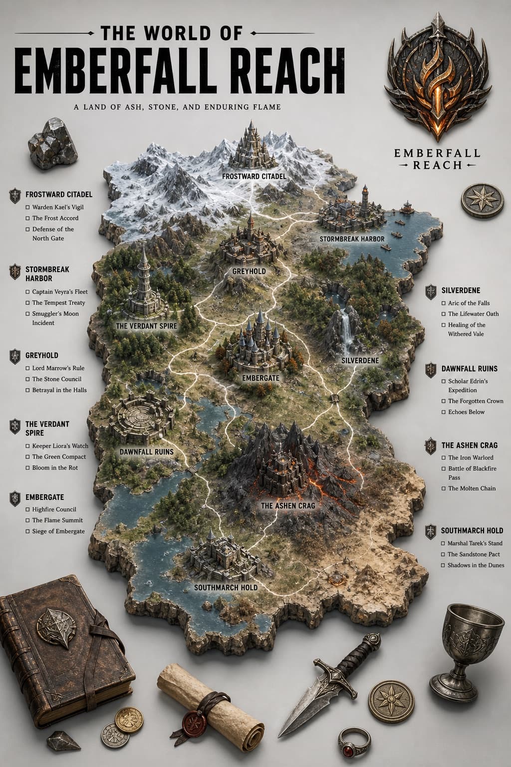 Póster de mapa de mundo ficticio