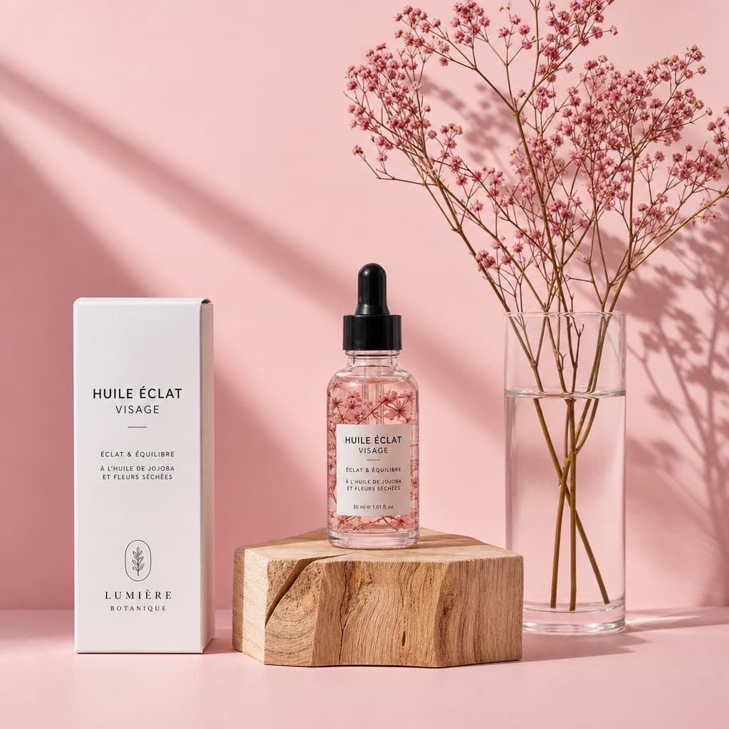 Fotografía de sérum facial floral