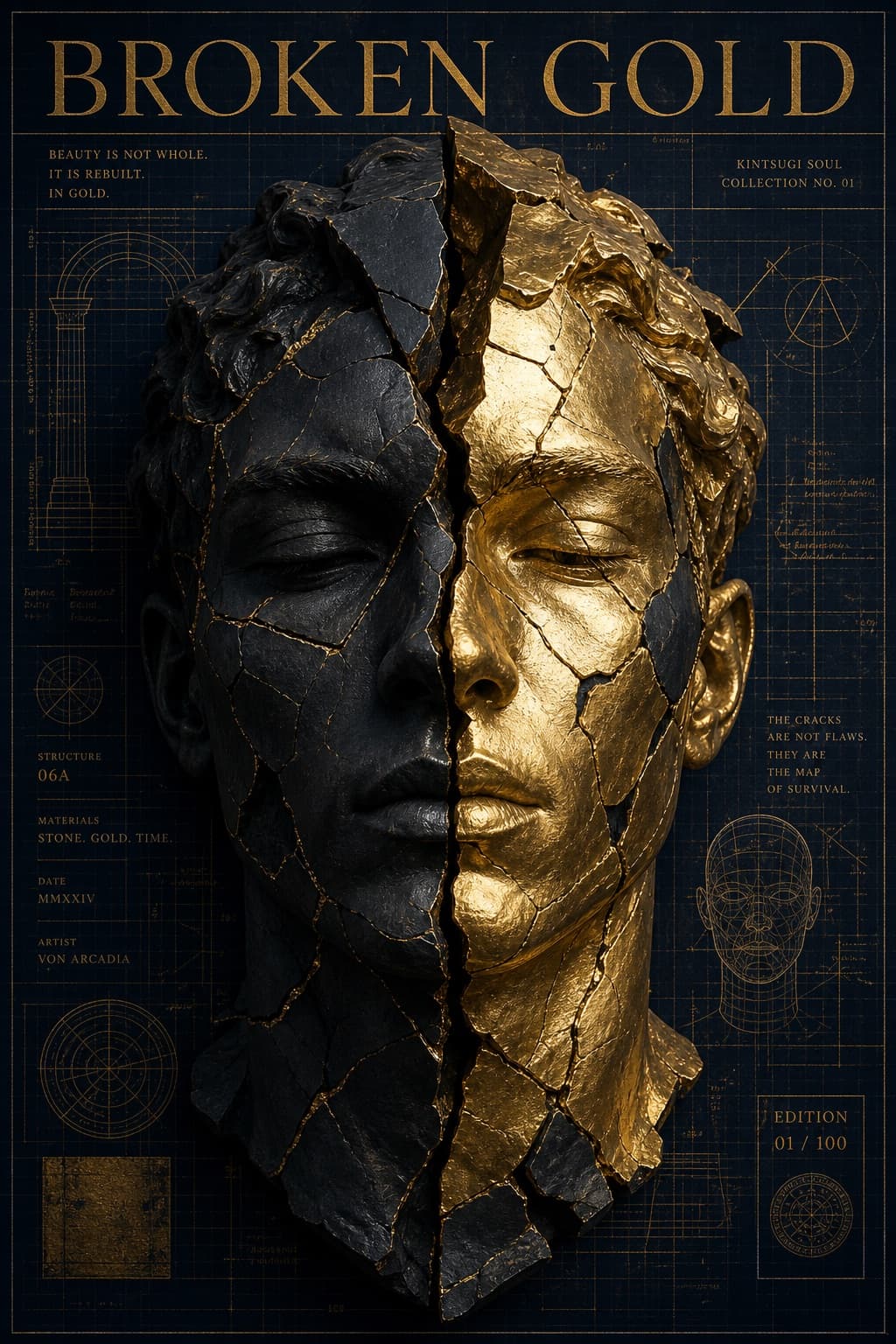 Fractured mask portrait