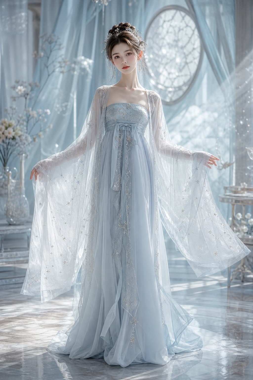 Vestido helado bordado con estrellas