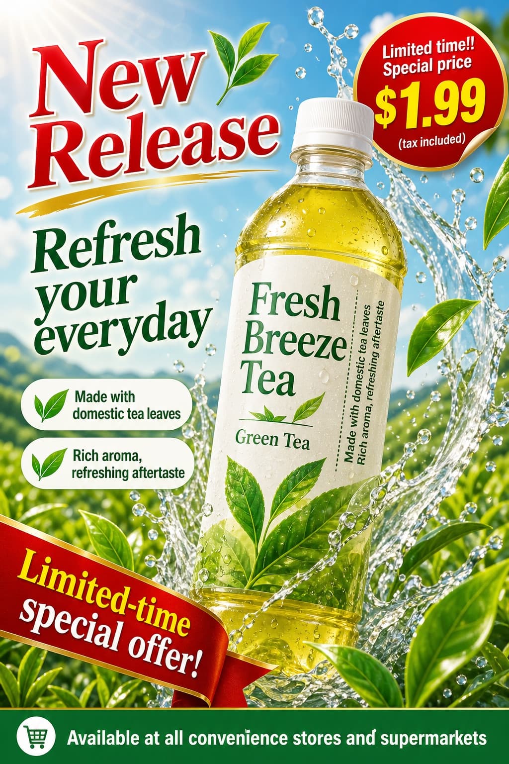 Cartel de producto de té verde