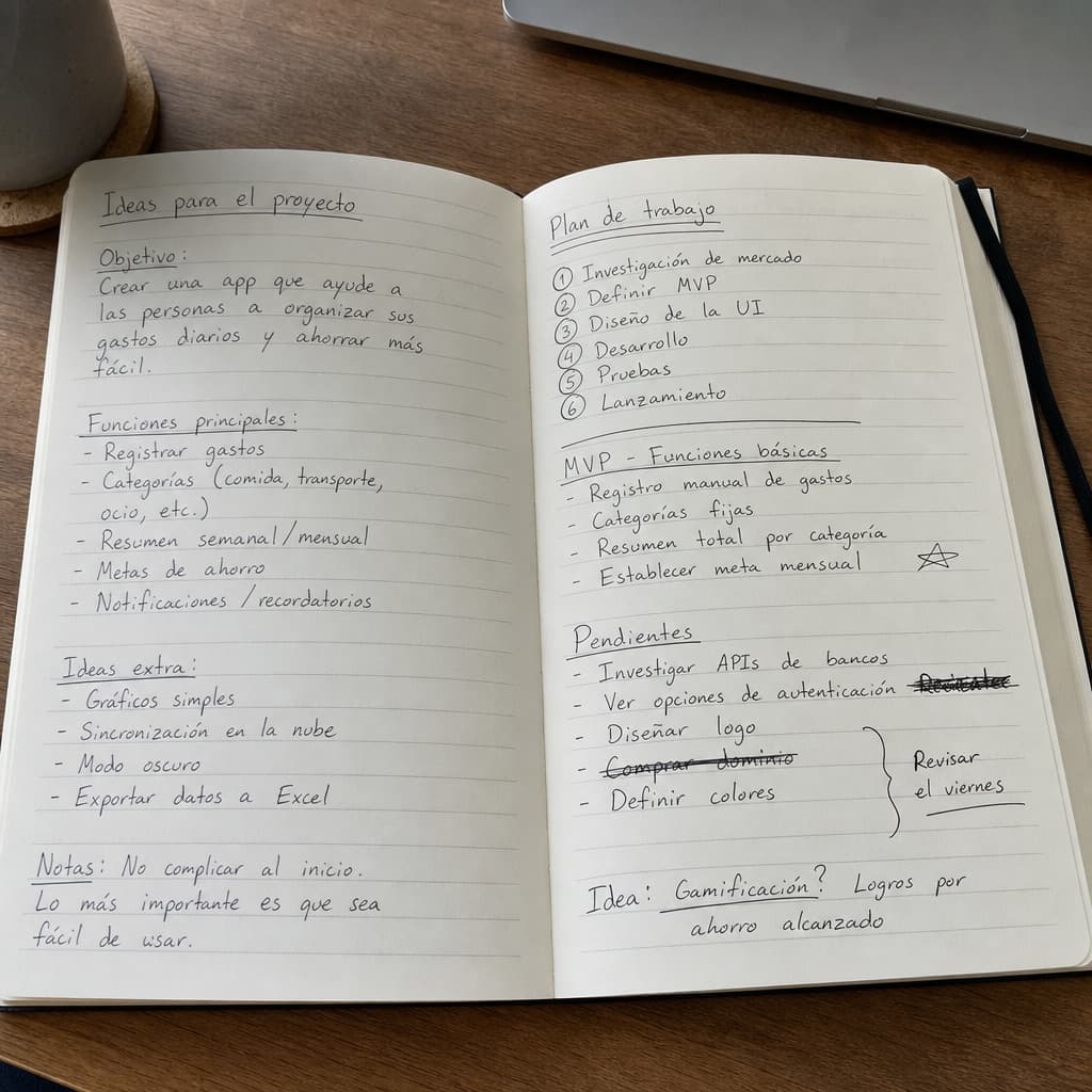 Notas manuscritas en escritorio