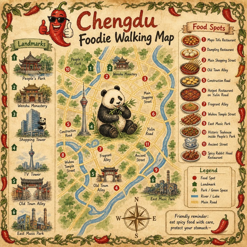 Mapa ilustrado gastronómico urbano