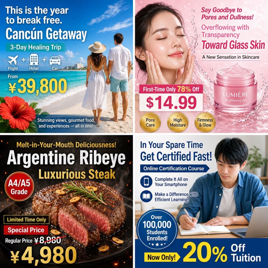 Cuadrícula de anuncios japoneses