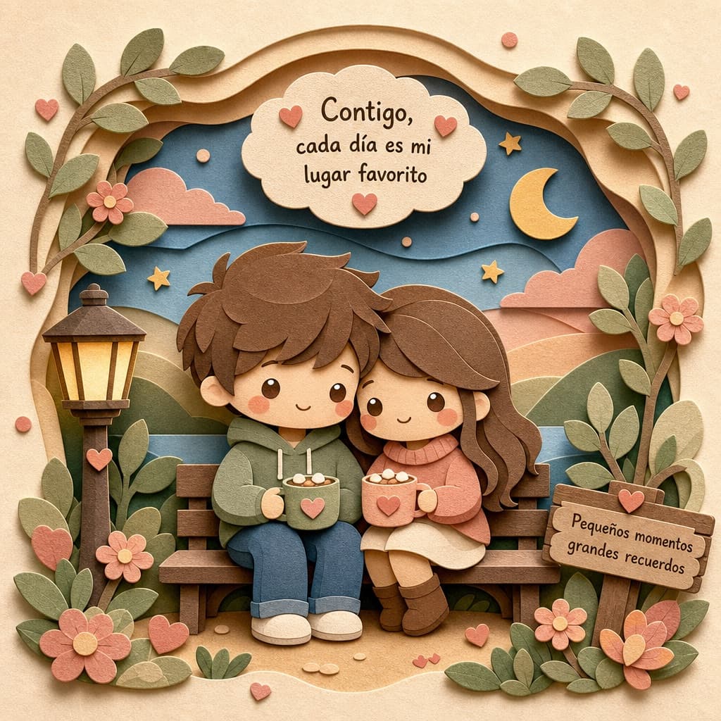 Ilustración de pareja en papel recortado