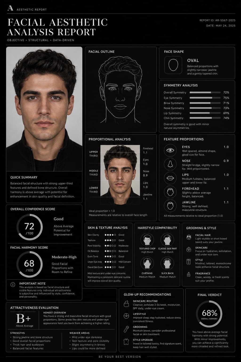 Informe de análisis facial de lujo