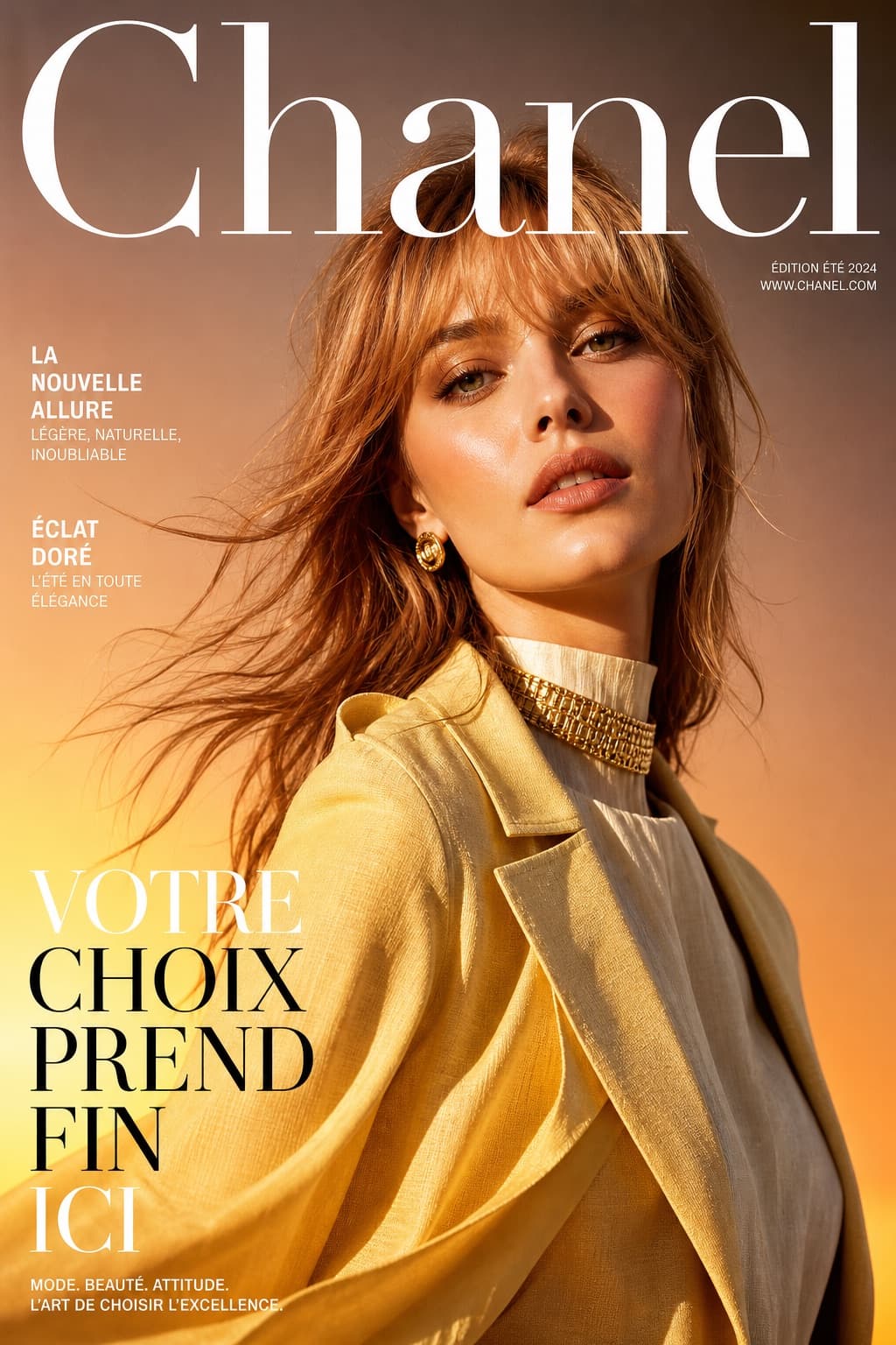 Portada de revista de moda de lujo