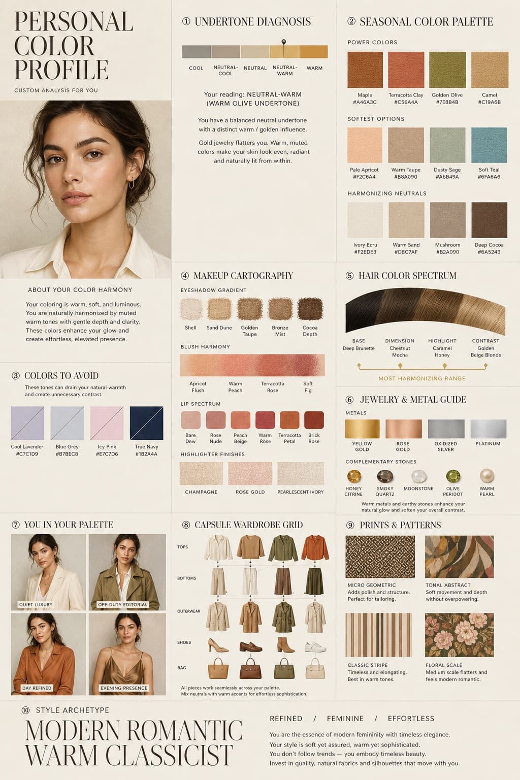 Infografía de perfil de color personal de lujo