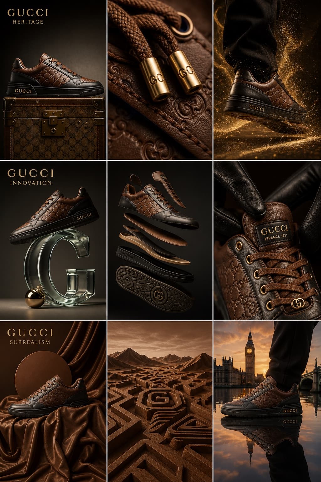 Cuadrícula editorial de sneakers de lujo