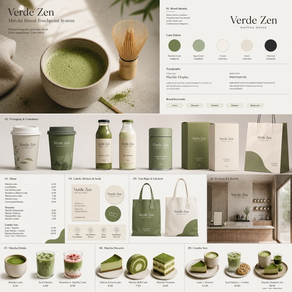Sistema de identidad de marca matcha