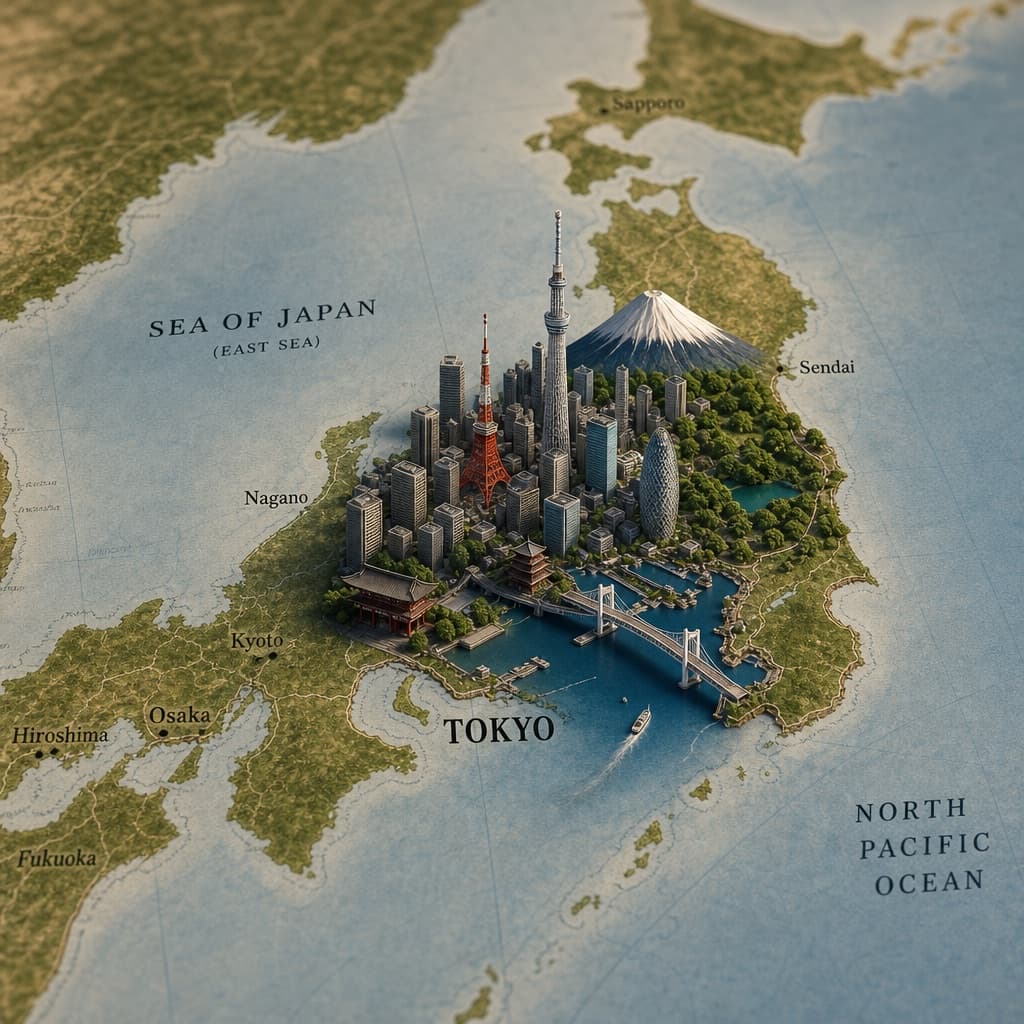 Diorama en miniatura de ciudad sobre mapa