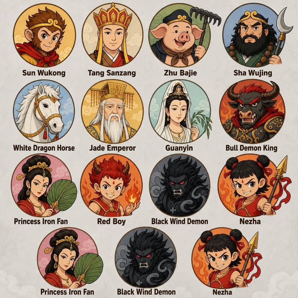 Cuadrícula de avatares mitológicos