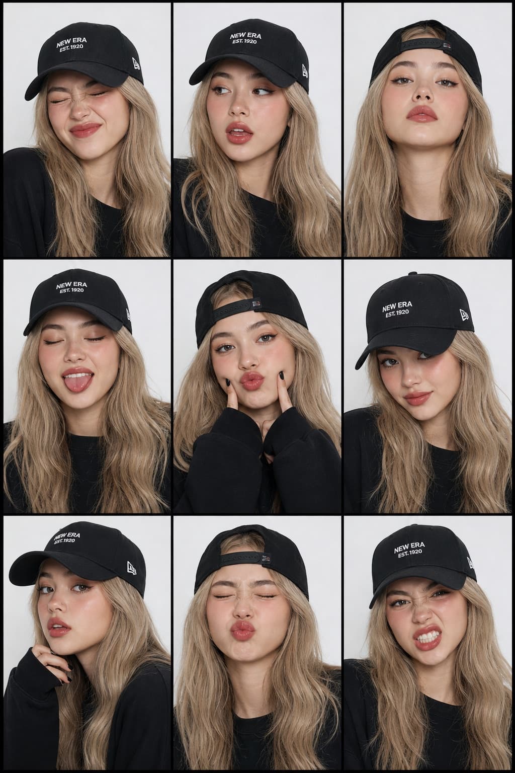 Collage de retrato de moda en nueve cuadros