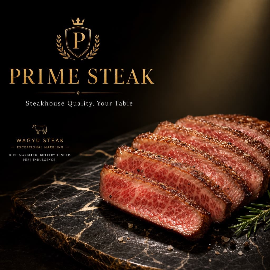 Imagen hero de carne y mariscos premium