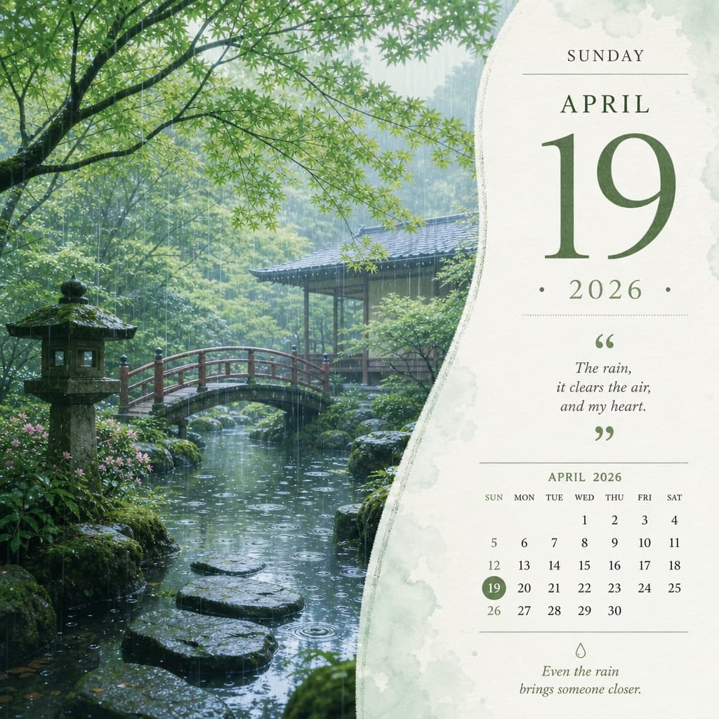 Calendario diario de jardín lluvioso