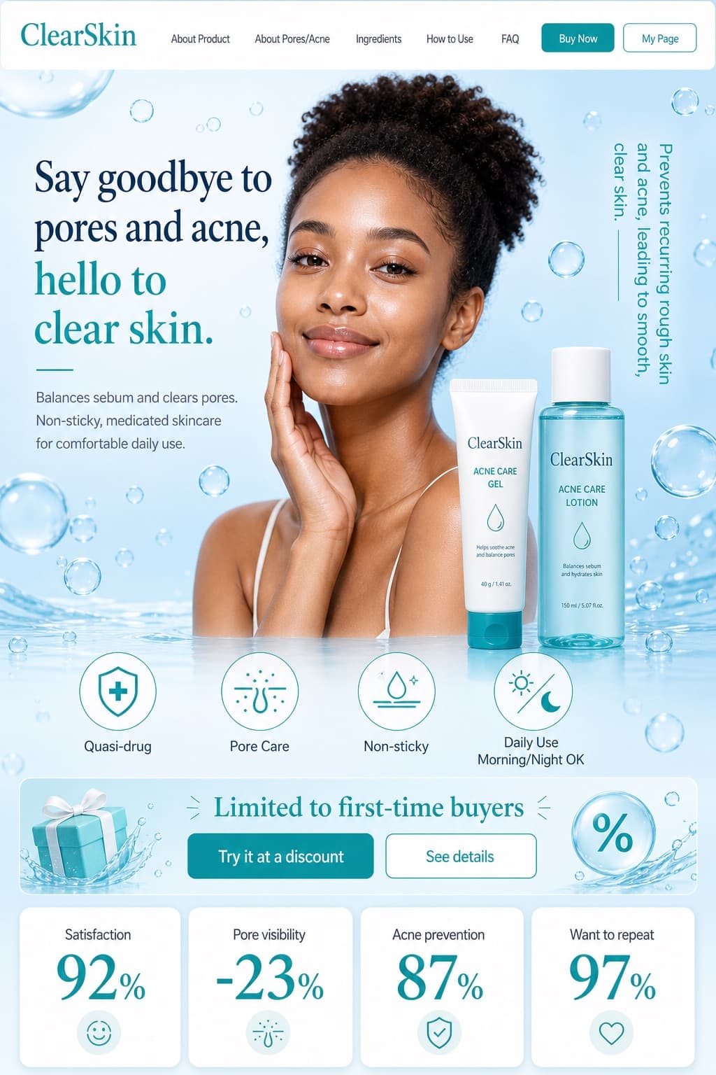 Página de aterrizaje de marca facial