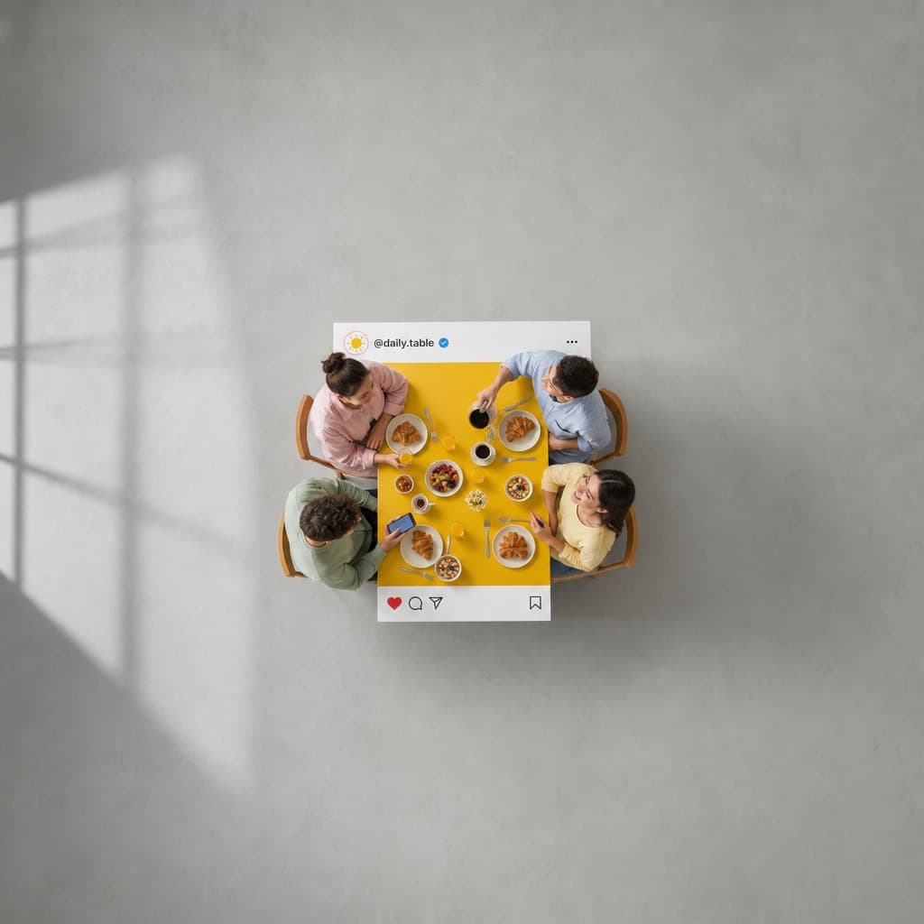 Mesa de comedor estilo publicación social