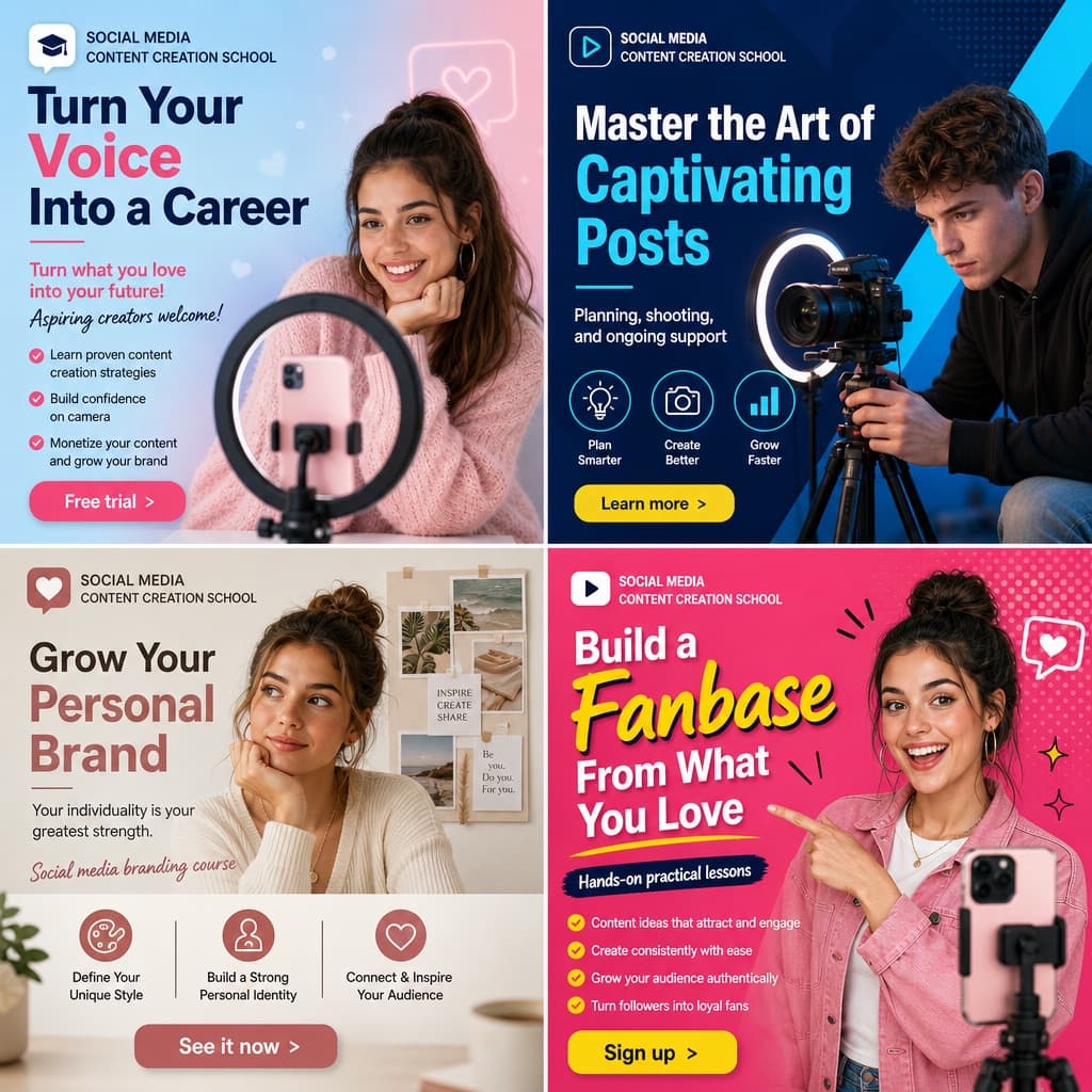 Cuadrícula de anuncios de curso