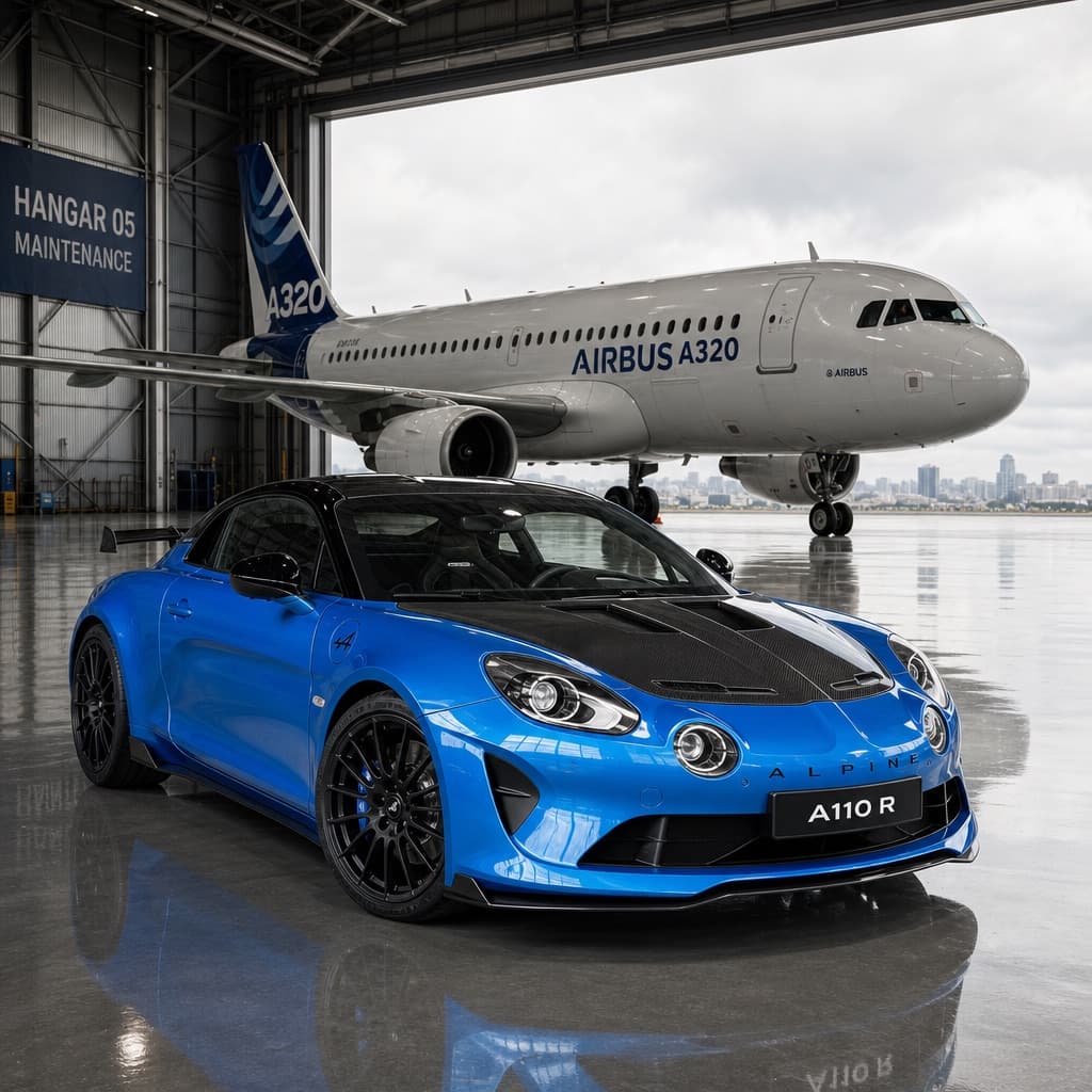 Auto deportivo dentro de hangar