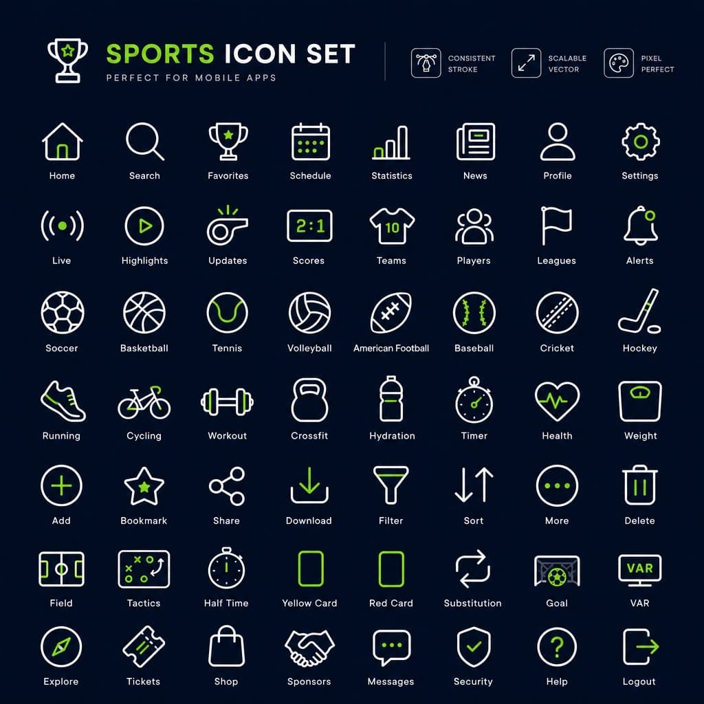 Conjunto de iconos deportivos
