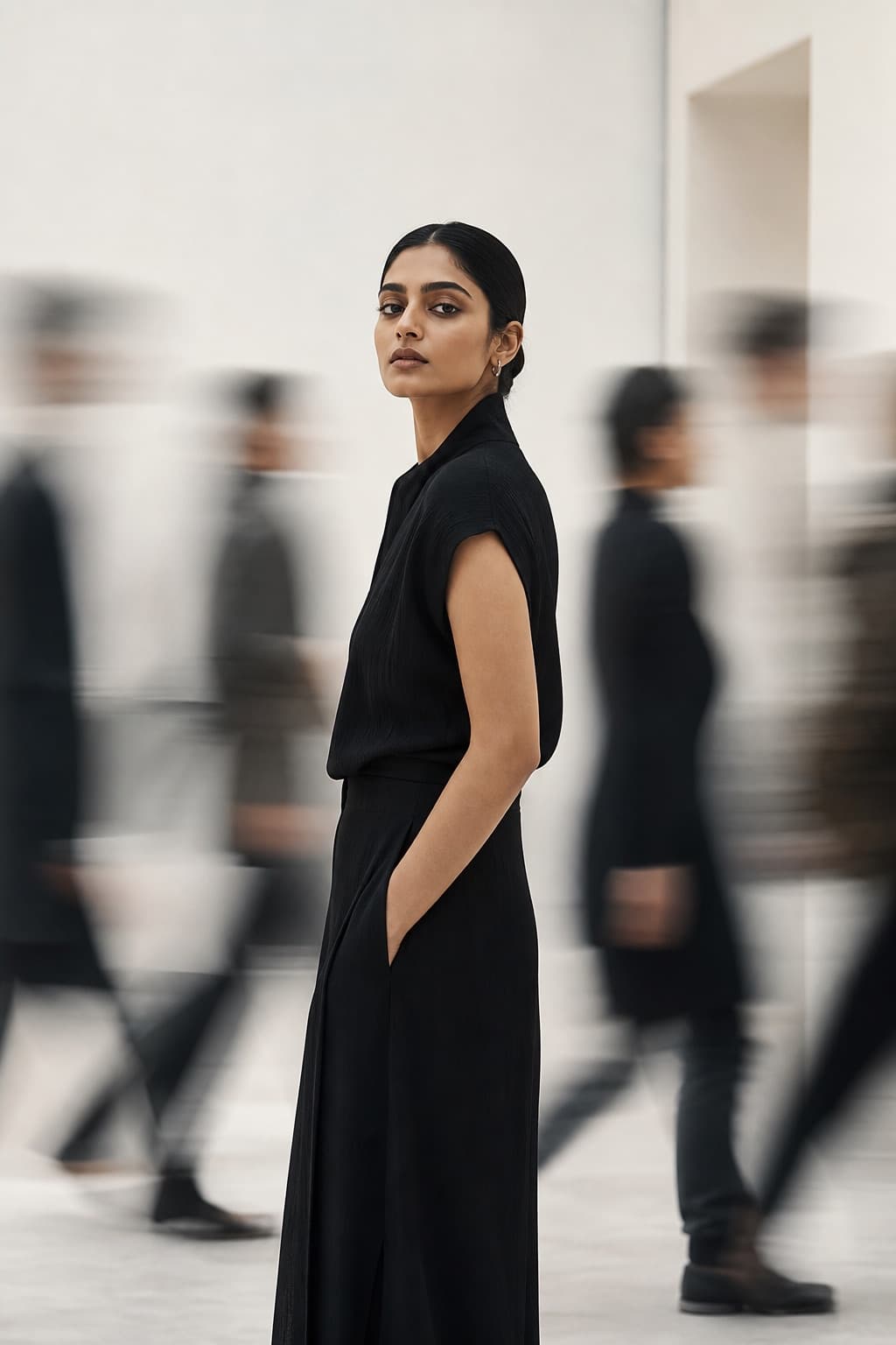 Stillness in motion editorial portrait