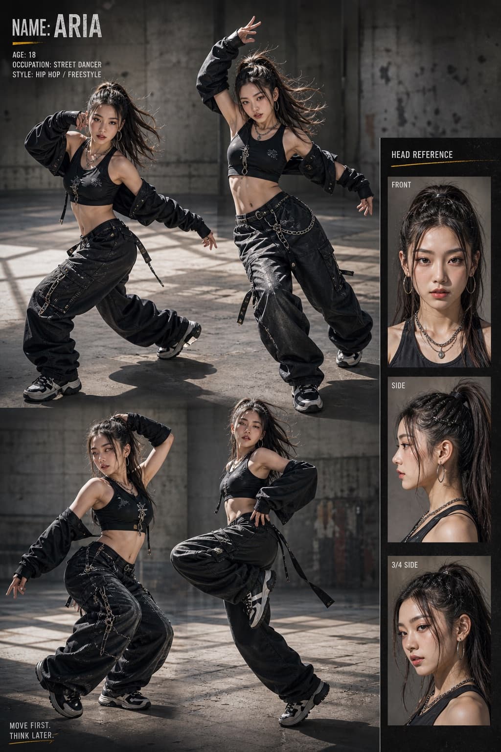 Ficha de diseño de personaje de danza urbana